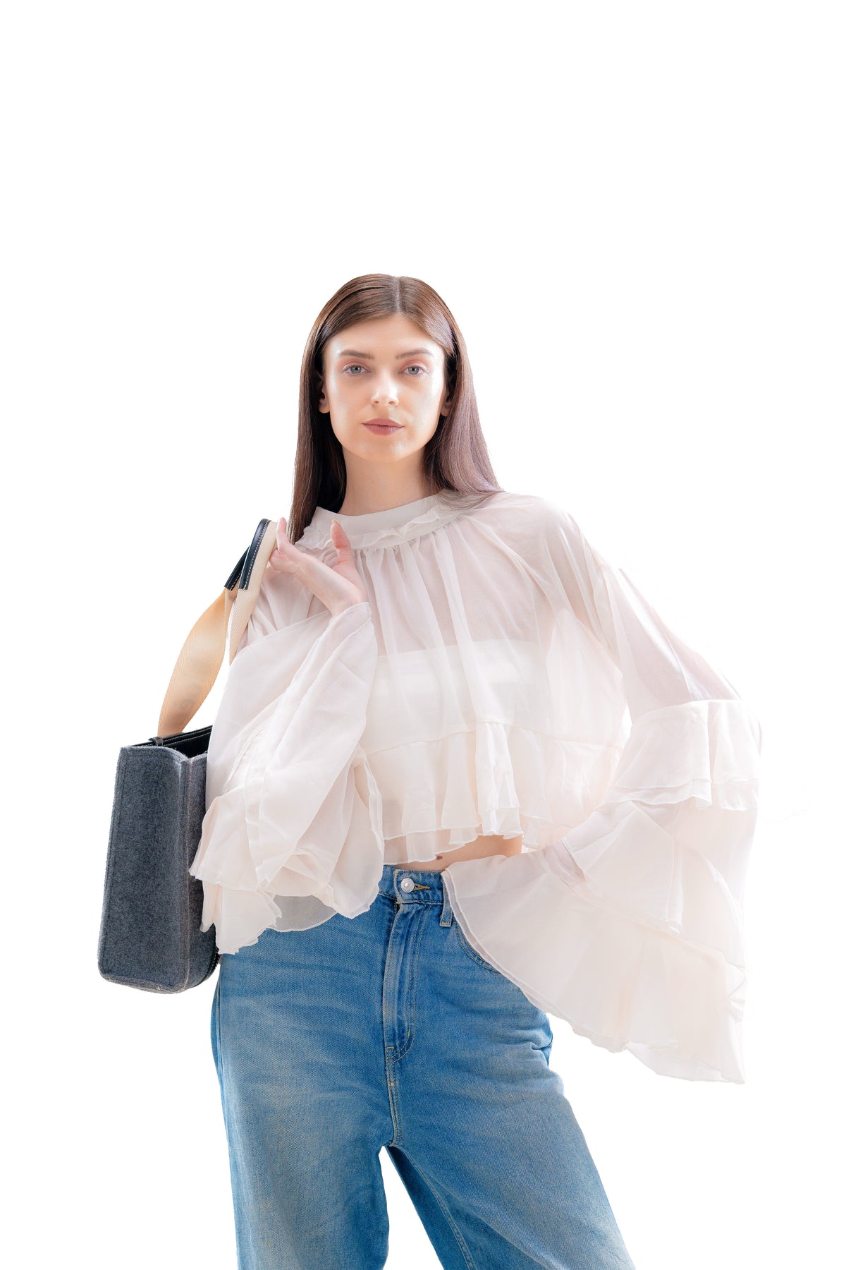 Ivory Flow Mesh Top