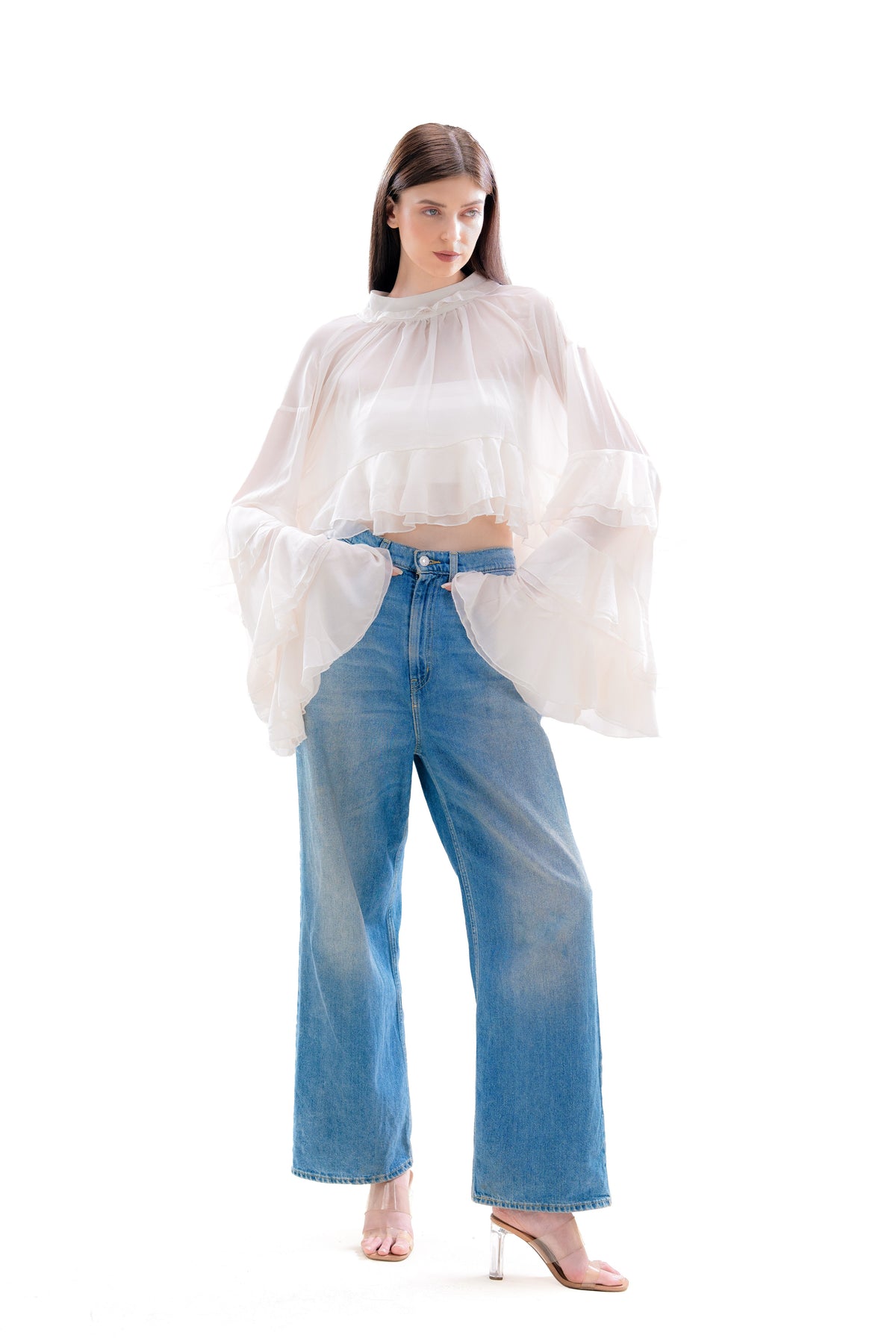 Ivory Flow Mesh Top